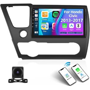 [2+64G] ستيريو سيارة Android 13 لسيارة Honda Civic 2013 2014 2015 2016 2017 مع Apple Carplay&Android Auto، راديو سيارة بشاشة لمس 9 بوصة مع GPS WiFi Bluetooth FM/RDS SWC Dual USB/AUX-in+كاميرا احتياطية