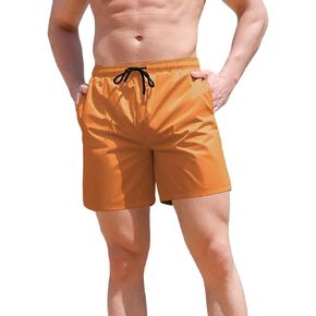 Mens Swim Trunks with Compression Liner 5" Stretch Beach Shorts Quick Dry with Zipper Pockets Board Shorts