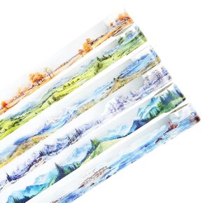 6 Pcs Fantasy Scrapbook Tapes, PET Tapes Aesthetic Stickers for Journaling, Scrapbook Supplies, and Ephemera, with Decorative Clip