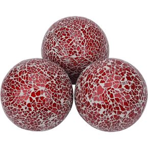 Decorative Balls, 6 Pack Glass Mosaic Sphere, 2.4inch Balls Sphere Decor Table Centerpiece for Bowls Vases Dining Table Decor, Bowl Filler for House Decor Halloween Christmas