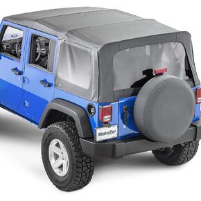 MasterTop Fabric Only Soft Top - Fits Jeep Wrangler JK 4-Door 2007-2009 - Jeep Soft Tops for Wrangler 4 Door Jeep Wrangler Soft Top 4 Door Jeep JKU Soft Top (Fabric Only, Black MasterTwill)