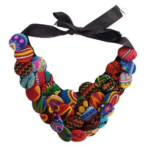 African bib buttoned collar necklace, African collar bib necklaces, Afrocentric bib necklace (100)