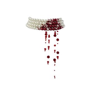 Vampire Bite Dracula's Kiss Blood Drop Four Layers Faux Pearl Necklace