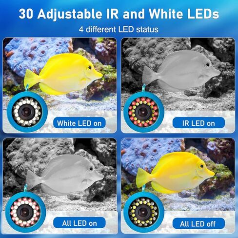 Underwater Camera for Fishing,Ice Fishing Camera,1000 TVL, LCD Monitor,131ft Cable IP 68 Waterproof Underwater Fishing Camera,15 Pcs Infrared and 15 Pcs White Lights Portable Fish Finder in Kuwait