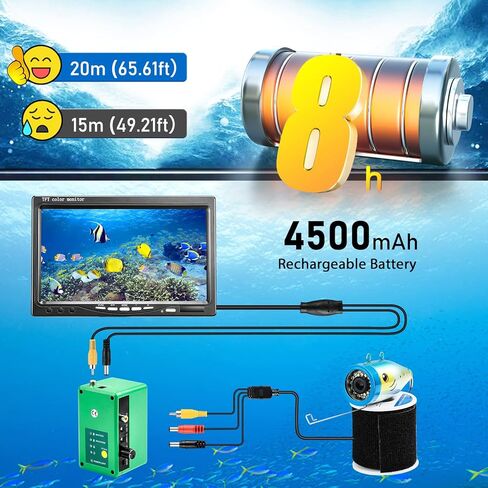 Underwater Camera for Fishing,Ice Fishing Camera,1000 TVL, LCD Monitor,131ft Cable IP 68 Waterproof Underwater Fishing Camera,15 Pcs Infrared and 15 Pcs White Lights Portable Fish Finder in Kuwait