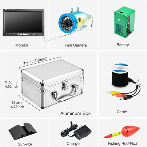 Underwater Camera for Fishing,Ice Fishing Camera,1000 TVL, LCD Monitor,131ft Cable IP 68 Waterproof Underwater Fishing Camera,15 Pcs Infrared and 15 Pcs White Lights Portable Fish Finder in Kuwait