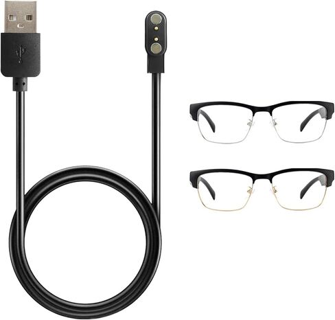 شاحن متوافق مع النظارات الذكية، كابل شحن USB مغناطيسي بطول 2.6 قدم، سلك كابل طاقة بديل للشحن - أسود in Kuwait