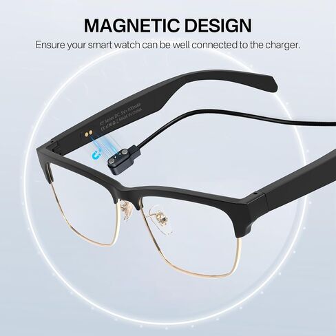 شاحن متوافق مع النظارات الذكية، كابل شحن USB مغناطيسي بطول 2.6 قدم، سلك كابل طاقة بديل للشحن - أسود in Kuwait