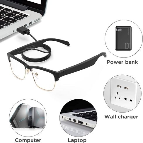 شاحن متوافق مع النظارات الذكية، كابل شحن USB مغناطيسي بطول 2.6 قدم، سلك كابل طاقة بديل للشحن - أسود in Kuwait