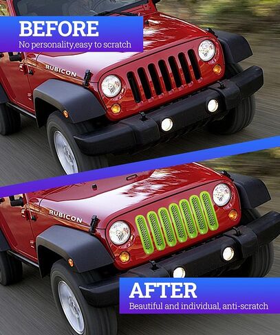 7 عبوات من شبكة الشواية الأمامية، واقيات شبكية على شكل قرص العسل، حشوات شبكية شبكية أمامية، متوافقة مع 2007-2015 JK JKU ببابين و4 أبواب (أسود) in Kuwait