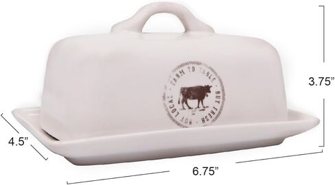 Stoneware Butter Dish with Cow Decal in Kuwait