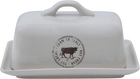 Stoneware Butter Dish with Cow Decal in Kuwait