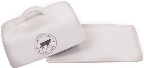 Stoneware Butter Dish with Cow Decal in Kuwait
