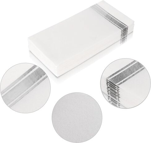 مناديل عشاء ذهبية لامعة على أبيض للاستعمال مرة واحدة، ملمس يشبه الكتان، ورق لب زغب ناعم - 50 عبوة، 8.5 بوصة × 4 بوصة - اسم الطراز: Bold Bliss in Kuwait