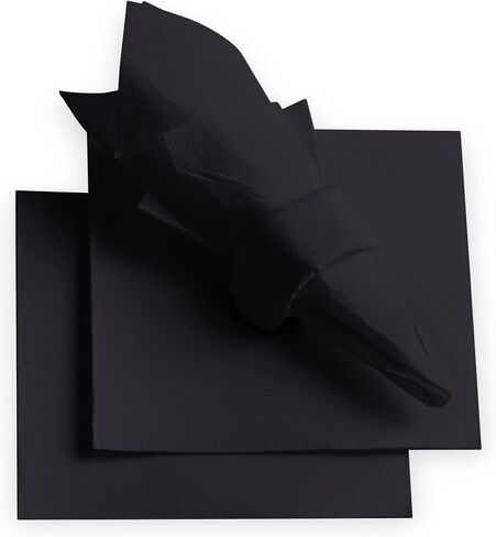 Disposable Luncheon Napkins Black Paper, [200 Pack] 15" x 15" 2-Ply Quilted Black Dinner Napkins For Weddings, Reception, Party Or Event in Saudi Arabia
