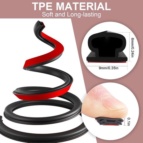 Weather Stripping Door Seal Strip for Door Frame, Self-Adhesive Insulation Rubber Door Soundproofing Strip, Window Weather Stripping Tape for Front Exterior Door (10Ft/3.05M, Black) in Saudi Arabia