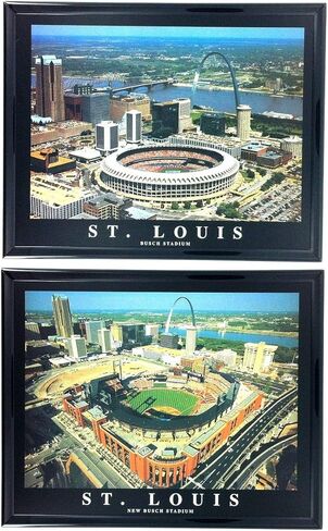 Framed St. Louis Cardinals - Busch Stadium Old and New Aerial Photograph Prints (Set of 2) in Saudi Arabia