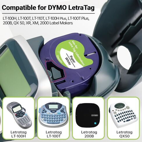 متوافق مع صانع الملصقات Dymo LetraTag الذي يعيد تعبئة الورق الأبيض 91330 in Kuwait