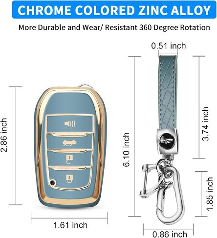 QBUC لغطاء Toyota Key Fob مع سلسلة مفاتيح لجراب Toyota Key Fob مناسب لـ 2019-2024 Venza، RAV4 Prime، Land Cruiser، Fortuner، Grand Highlander، Corolla Cross، Hilux (G-Blue) in Kuwait