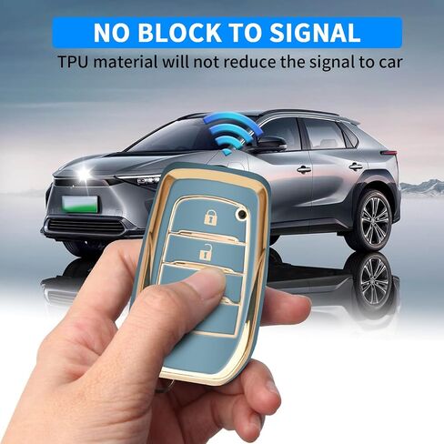 QBUC لغطاء Toyota Key Fob مع سلسلة مفاتيح لجراب Toyota Key Fob مناسب لـ 2019-2024 Venza، RAV4 Prime، Land Cruiser، Fortuner، Grand Highlander، Corolla Cross، Hilux (G-Blue) in Kuwait