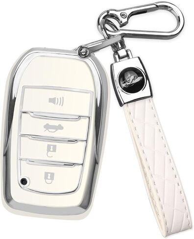 QBUC لغطاء Toyota Key Fob مع سلسلة مفاتيح لجراب Toyota Key Fob مناسب لـ 2019-2024 Venza، RAV4 Prime، Land Cruiser، Fortuner، Grand Highlander، Corolla Cross، Hilux (G-Blue) in Kuwait