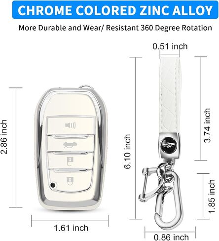 QBUC لغطاء Toyota Key Fob مع سلسلة مفاتيح لجراب Toyota Key Fob مناسب لـ 2019-2024 Venza، RAV4 Prime، Land Cruiser، Fortuner، Grand Highlander، Corolla Cross، Hilux (G-Blue) in Kuwait