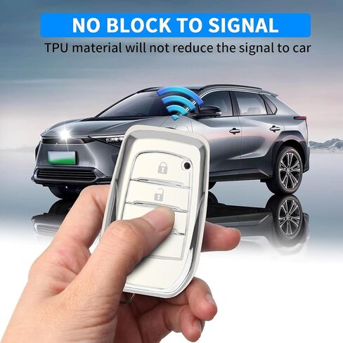 QBUC لغطاء Toyota Key Fob مع سلسلة مفاتيح لجراب Toyota Key Fob مناسب لـ 2019-2024 Venza، RAV4 Prime، Land Cruiser، Fortuner، Grand Highlander، Corolla Cross، Hilux (G-Blue) in Kuwait