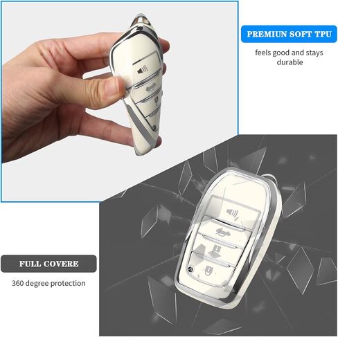 QBUC لغطاء Toyota Key Fob مع سلسلة مفاتيح لجراب Toyota Key Fob مناسب لـ 2019-2024 Venza، RAV4 Prime، Land Cruiser، Fortuner، Grand Highlander، Corolla Cross، Hilux (G-Blue) in Kuwait
