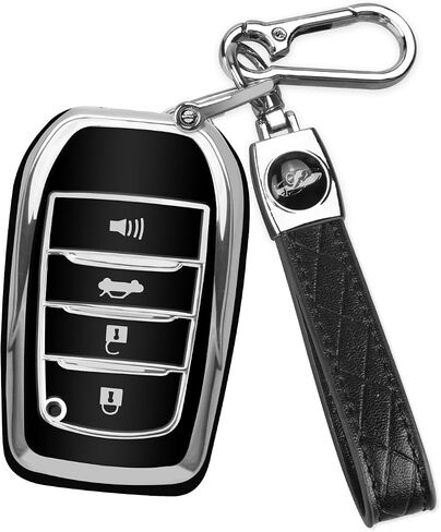 QBUC لغطاء Toyota Key Fob مع سلسلة مفاتيح لجراب Toyota Key Fob مناسب لـ 2019-2024 Venza، RAV4 Prime، Land Cruiser، Fortuner، Grand Highlander، Corolla Cross، Hilux (G-Blue) in Kuwait