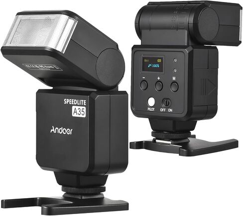 Andoer A35 Camera Flash Speedlite Wireless لكاميرات Canon وSony وNikon وPanasonic وOlympus وPentax وغيرها من كاميرات DSLR - تتميز بـ GN32، ووقت إعادة التدوير من 1 إلى 4 ثوانٍ، وحذاء ساخن عالمي، وجهاز إرسال الزناد in Saudi Arabia