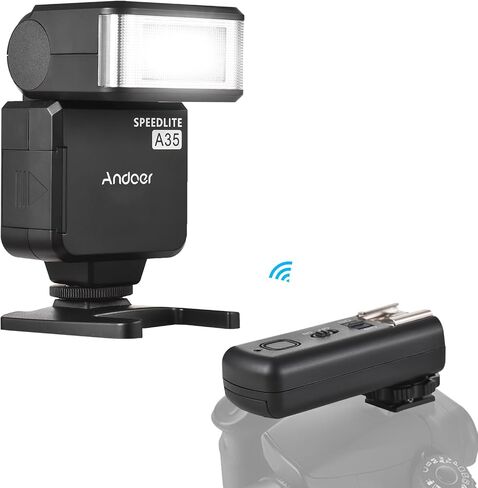 Andoer A35 Camera Flash Speedlite Wireless لكاميرات Canon وSony وNikon وPanasonic وOlympus وPentax وغيرها من كاميرات DSLR - تتميز بـ GN32، ووقت إعادة التدوير من 1 إلى 4 ثوانٍ، وحذاء ساخن عالمي، وجهاز إرسال الزناد in Saudi Arabia