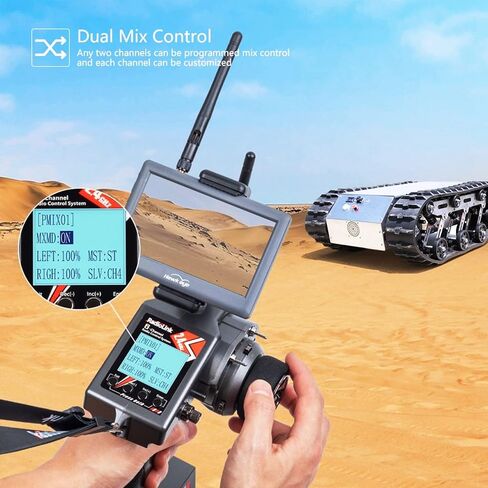 Radiolink RC6GS V3 7 Channels 2.4GHz RC Transmitter, with R7FG Gyro RX Volt Telemetry Integrated Receiver Dual Mix Programmable Controller for Crawler, Tanks, Buggy, Boats in Saudi Arabia
