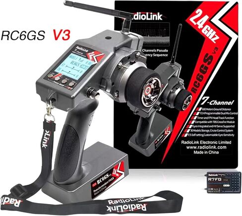 Radiolink RC6GS V3 7 Channels 2.4GHz RC Transmitter, with R7FG Gyro RX Volt Telemetry Integrated Receiver Dual Mix Programmable Controller for Crawler, Tanks, Buggy, Boats in Saudi Arabia