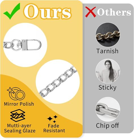 Amabro Replacement Purse Chain Strap Handbag Flat Chains with Metal Buckles 47.2“Shoulder Straps Chains DIY Bag Making Crafts(Gold) in Saudi Arabia