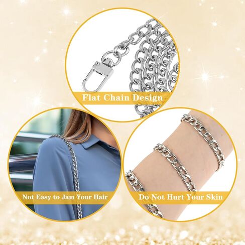 Amabro Replacement Purse Chain Strap Handbag Flat Chains with Metal Buckles 47.2“Shoulder Straps Chains DIY Bag Making Crafts(Gold) in Saudi Arabia