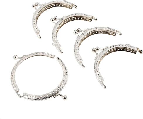Mtsooning 5PCS Metal Purse Frames, 8.5 x 6.5cm Half Round Kiss Lock Coin Bag Clutch Clasp, Retro Silver Embossed Frame for DIY Craft Bag Handle Sewing in Saudi Arabia