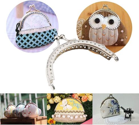 Mtsooning 5PCS Metal Purse Frames, 8.5 x 6.5cm Half Round Kiss Lock Coin Bag Clutch Clasp, Retro Silver Embossed Frame for DIY Craft Bag Handle Sewing in Saudi Arabia
