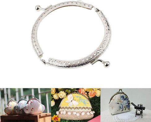 Mtsooning 5PCS Metal Purse Frames, 8.5 x 6.5cm Half Round Kiss Lock Coin Bag Clutch Clasp, Retro Silver Embossed Frame for DIY Craft Bag Handle Sewing in Saudi Arabia