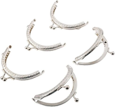 Mtsooning 5PCS Metal Purse Frames, 8.5 x 6.5cm Half Round Kiss Lock Coin Bag Clutch Clasp, Retro Silver Embossed Frame for DIY Craft Bag Handle Sewing in Saudi Arabia