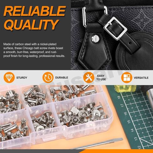 75 Sets 5 Sizes M5 Gun Black Chicago Screws Assorted Kit with Setting Tools Kit, Round Flat Head Chicago Rivets Chicago Bolts Chicago Metal Screws Studs for DIY Leather Craft Bookbinding in Saudi Arabia