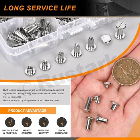 75 Sets 5 Sizes M5 Gun Black Chicago Screws Assorted Kit with Setting Tools Kit, Round Flat Head Chicago Rivets Chicago Bolts Chicago Metal Screws Studs for DIY Leather Craft Bookbinding in Saudi Arabia