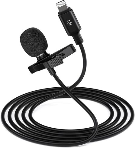 ميكروفون ttstar Lavalier لجهاز iPhone Lapel Mic لتسجيل الفيديو مع سلك طويل خارجي Omni Mic التوصيل والتشغيل لمدونات الفيديو على YouTube 9.84ft in Kuwait