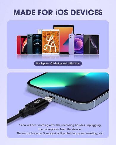 ميكروفون ttstar Lavalier لجهاز iPhone Lapel Mic لتسجيل الفيديو مع سلك طويل خارجي Omni Mic التوصيل والتشغيل لمدونات الفيديو على YouTube 9.84ft in Kuwait