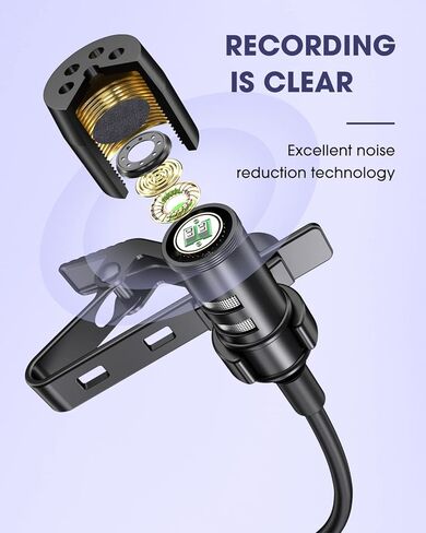 ميكروفون ttstar Lavalier لجهاز iPhone Lapel Mic لتسجيل الفيديو مع سلك طويل خارجي Omni Mic التوصيل والتشغيل لمدونات الفيديو على YouTube 9.84ft in Kuwait