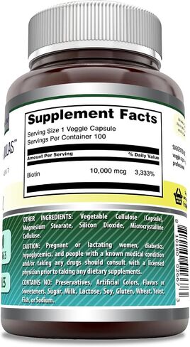 Amazing Formulas Biotin Supplement -10,000mcg Capsules (Non-GMO,Gluten Free)- Supports Healthy Hair, Skin & Nails - Promotes Cell Rejuvenation (100 Count) in Saudi Arabia