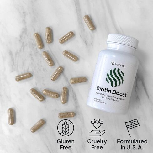 مكمل البيوتين لتعزيز نمو الشعر، 60 قيراط | فيتامينات تساقط الشعر للنساء والرجال | كبسولات بيوتين 5000 ميكروجرام مع أشواغاندا والكيراتين وعشب ذيل الحصان والمزيد | تقوية وتحفيز إعادة نمو الشعر in Kuwait