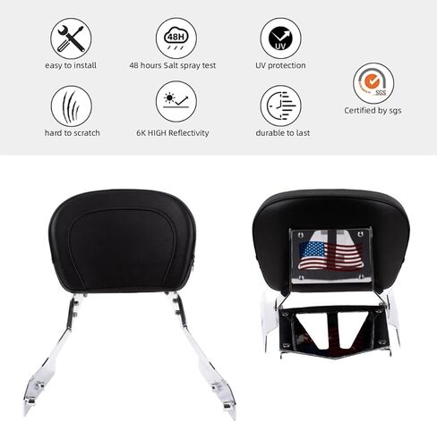 Powersports Sissy Bar مع رف أمتعة بنمط علم مسند الظهر لسيارة Honda VTX 1300C 1800 F C 2005-09 (فضي) in Kuwait