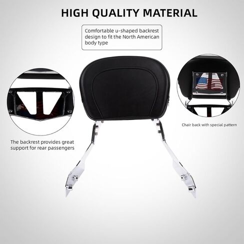 Powersports Sissy Bar مع رف أمتعة بنمط علم مسند الظهر لسيارة Honda VTX 1300C 1800 F C 2005-09 (فضي) in Kuwait