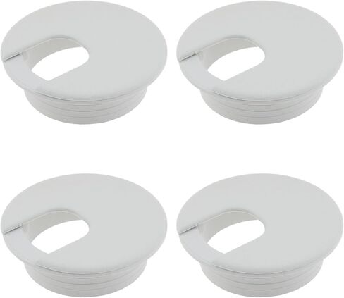 4 قطع بحلقات معدنية للمكتب مقاس 2 بوصة، غطاء فتحة كابل لمكتب المكتب، ومراكز الترفيه، وحوامل التلفزيون، وطاولات الكمبيوتر (أبيض) in Kuwait