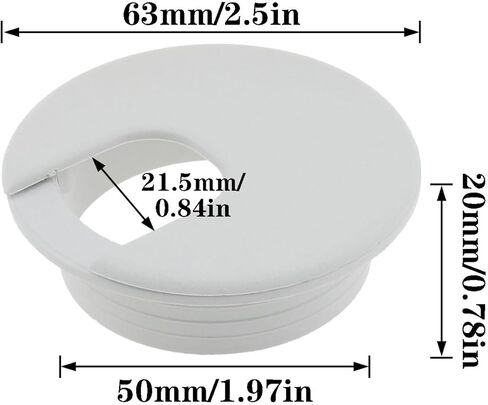 4 قطع بحلقات معدنية للمكتب مقاس 2 بوصة، غطاء فتحة كابل لمكتب المكتب، ومراكز الترفيه، وحوامل التلفزيون، وطاولات الكمبيوتر (أبيض) in Kuwait